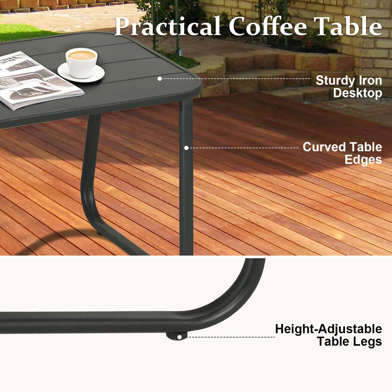 4-Piece Patio Furniture Set, Outdoor Textilene Conversation Set with Chairs & Loveseat, with Coffee Table for Garden, Balcony, Poolside