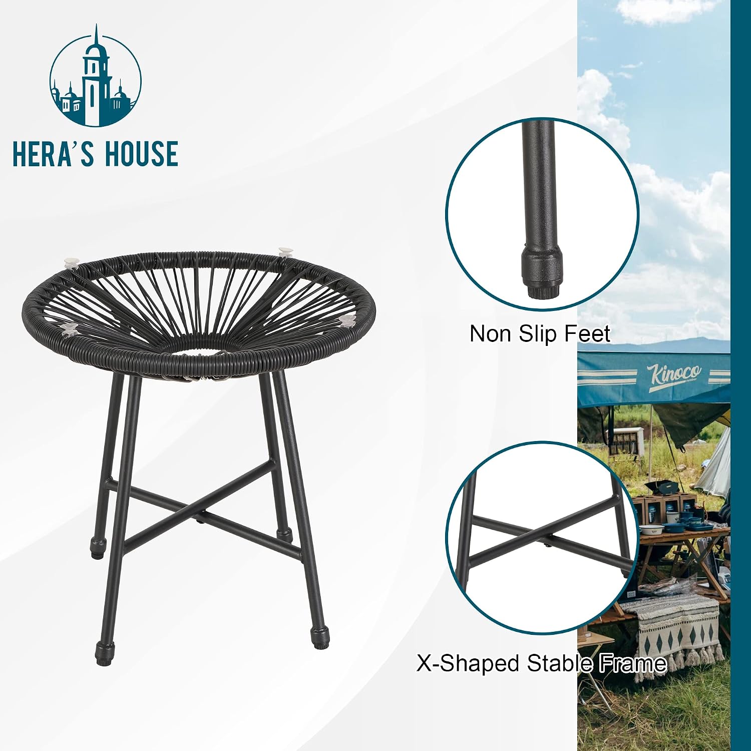 HERA'S HOUSE 3-Piece Patio Furniture Set, Outdoor Wicker Conversation Set w/ 2 Handwoven Cushioned Chairs, Side Coffee Table for Backyard Lawn Porch Poolside Balcony