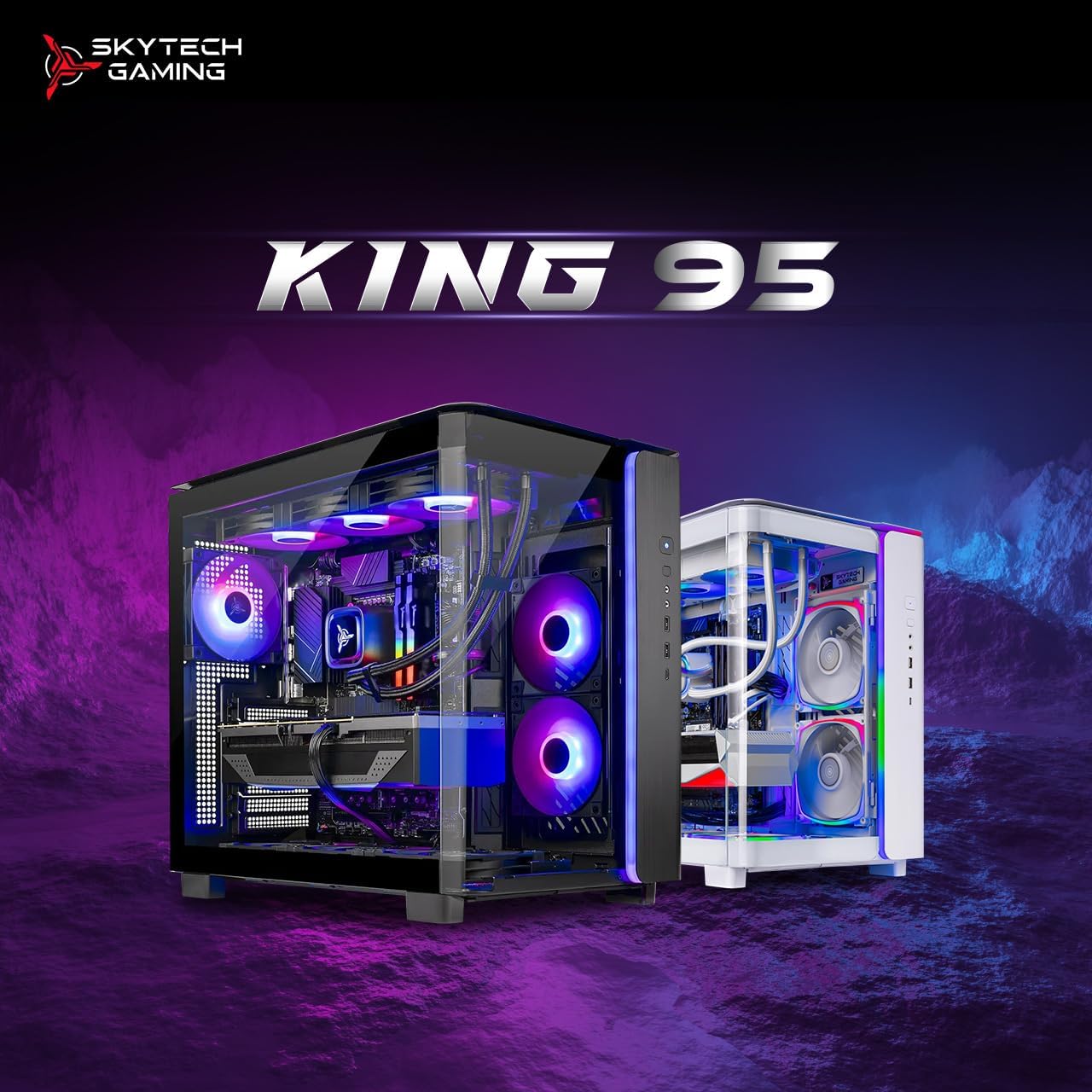 Skytech Gaming King 95 Gaming PC, AMD Ryzen 7 9850X3D 4.7GHz, NVIDIA RTX 5080 16GB VRAM, 2TB NVMe SSD, 32GB DDR5 RAM 6000, 850W Gold ATX 3 PSU, 360 ARGB AIO, WI-FI 5, Windows 11, Desktop