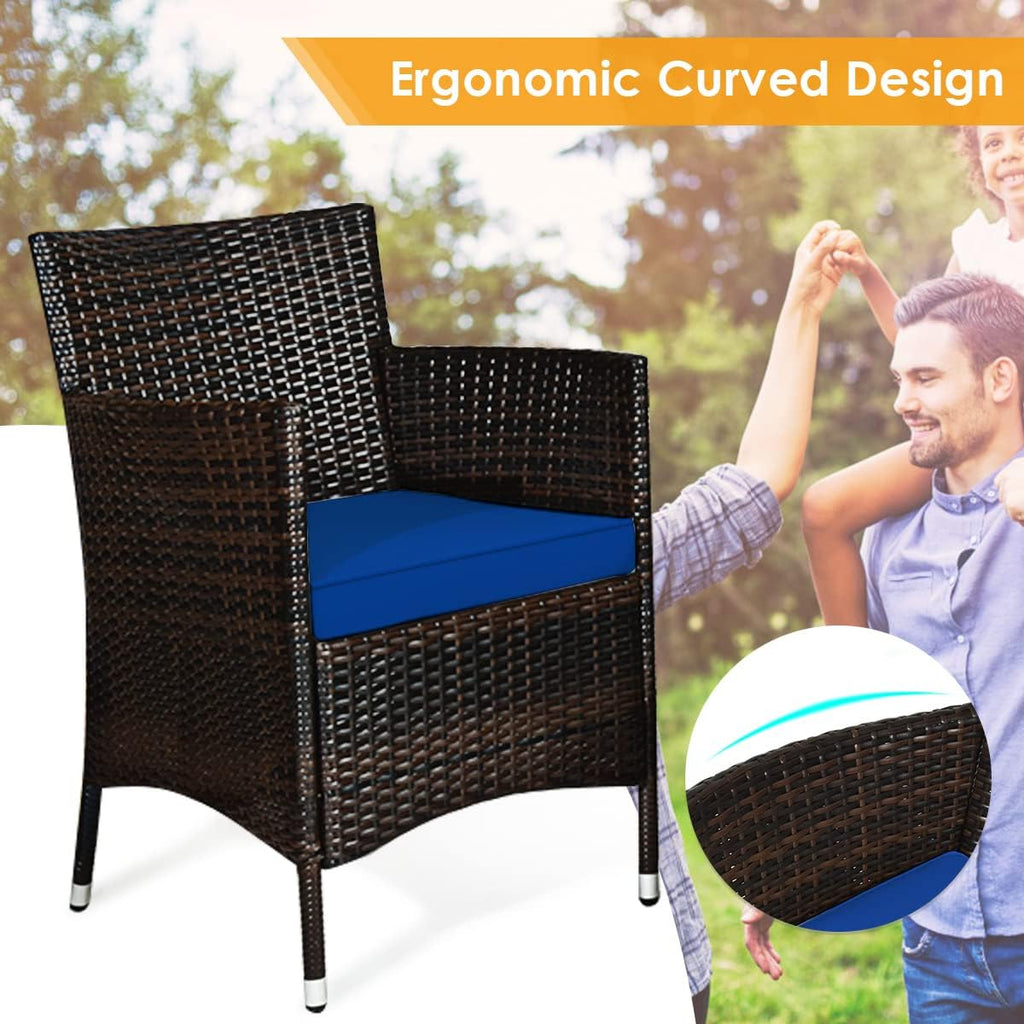 HAPPYGRILL 4 Pieces Patio Sofa Set Rattan Wicker Furniture Patio Conversation Set with Cushioned Sofa and Coffee Table for Outdoor Backyard Garden Poolside
