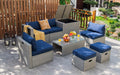 Tangkula 8 Piece Patio Wicker Furniture Set, Patiojoy Space Saving Outdoor PE Rattan Conversation Set with Storage Box & Waterproof Cover, Coffee Table, 2 Ottomans, 2 Armless Sofas & 2 Corner Sofas