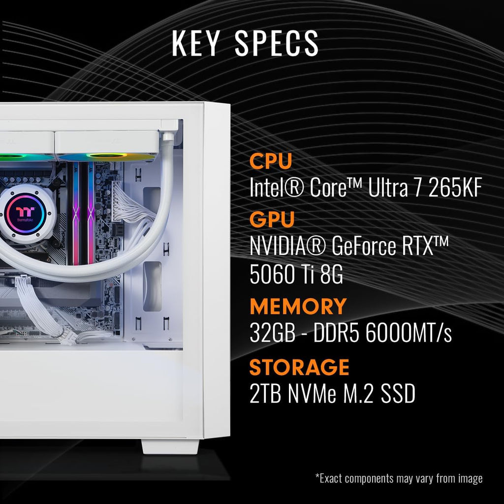 Thermaltake LCGS Versa u2660TS Gaming Desktop (Intel® Core™ Ultra 7 265KF, 32GB 6000MT/s DDR5 RGB Memory, NVIDIA GeForce® RTX 5060 Ti 8G, 2TB NVMe M.2, WiFi, Windows 11) H16S-B860-56T-LCS
