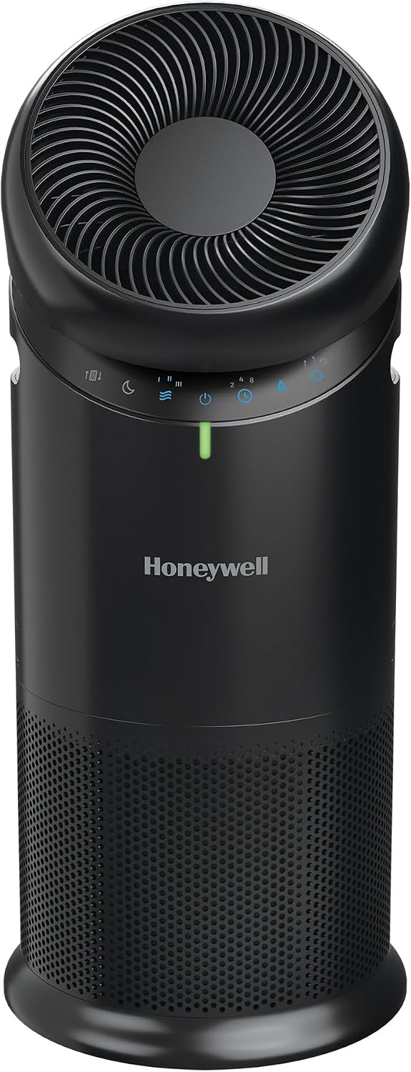 Honeywell Allergen Plus™ 3-in-1 HEPA Air Purifier, Fan & Air Circulator, 1928 Ft² Rooms in 1 hour, Air Quality Sensor, Sleep Mode, Reduces Allergens, Pet Dander, and Odors, Black, HPA6000B