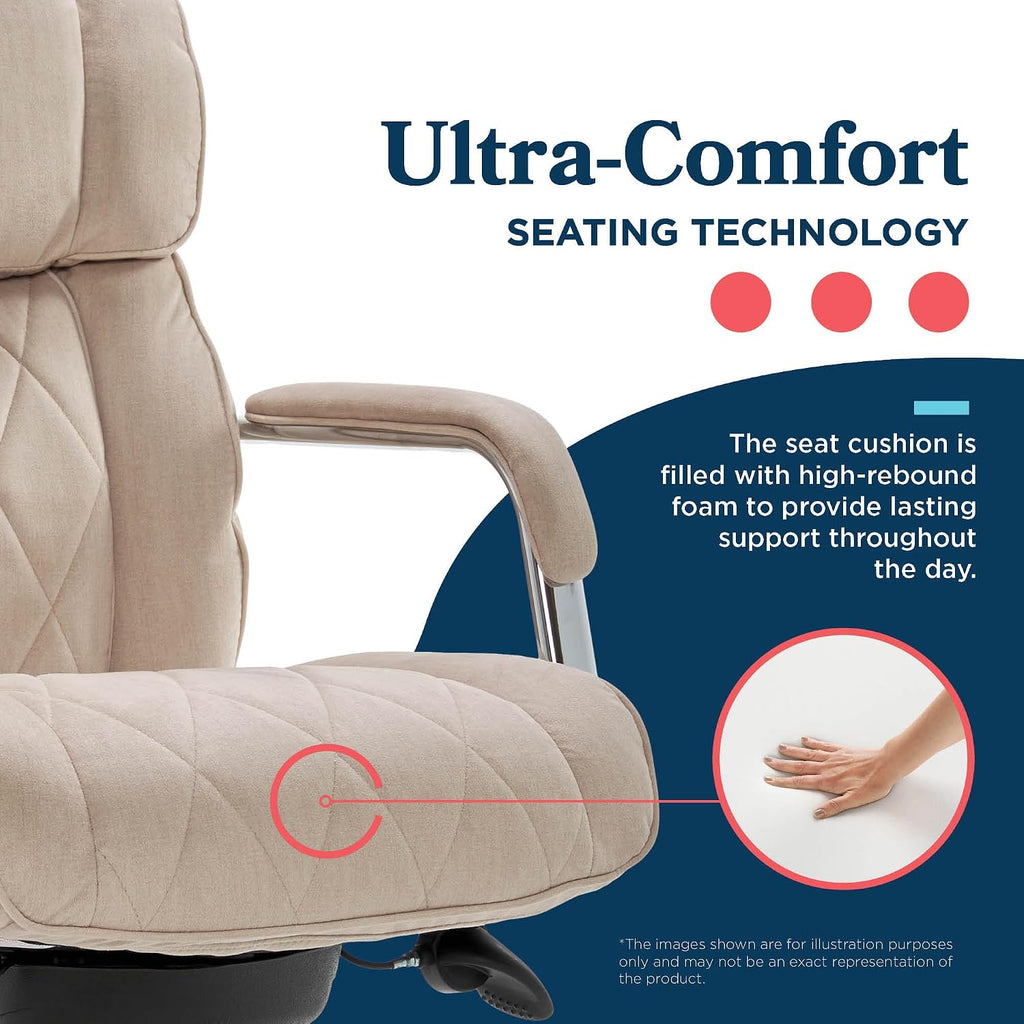 La-Z-Boy Sutherland Ergonomic Fabric Swivel Computer and Desk Chair, Cream (CHR10048D)