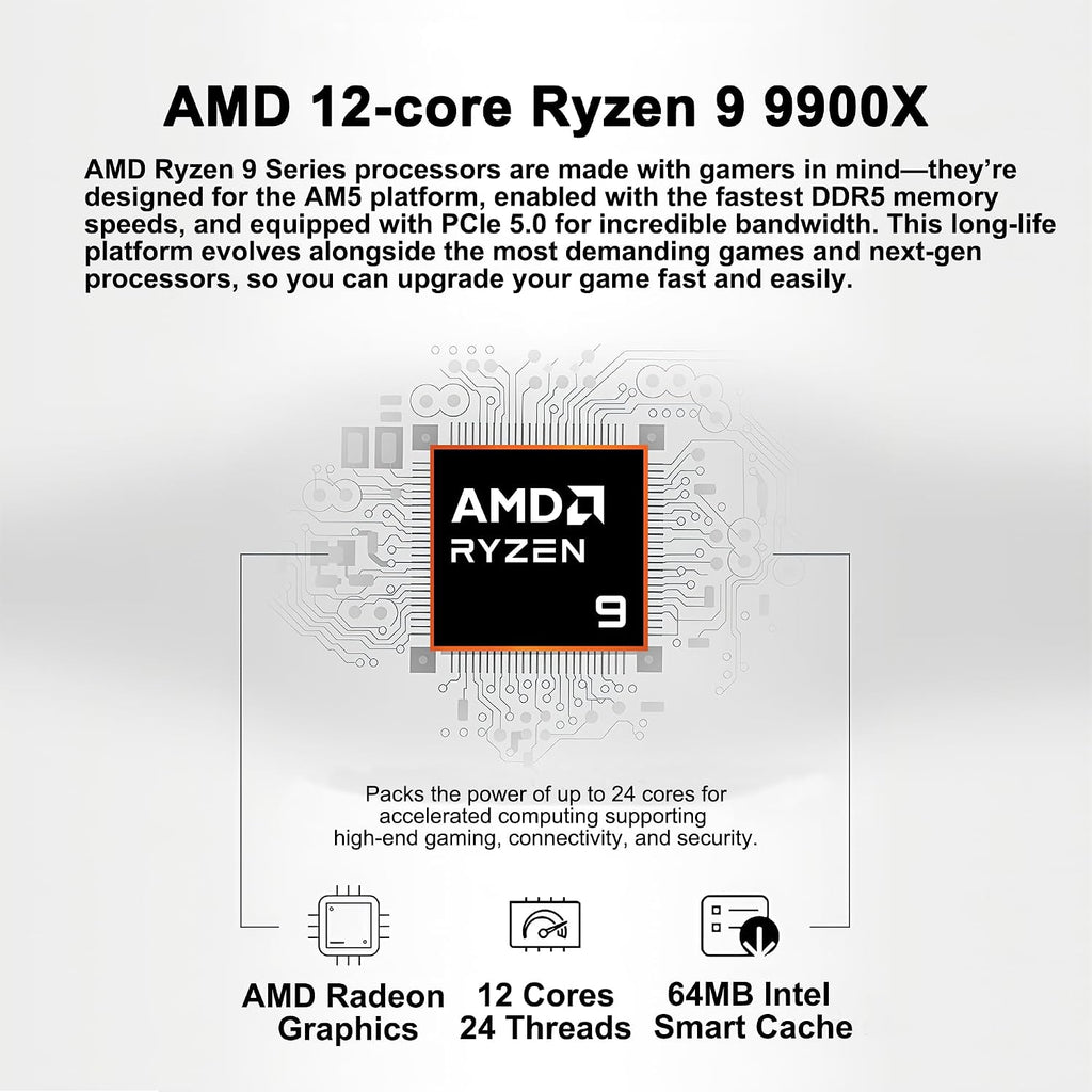 msi Aegis ZS2 Gaming Desktop AMD 12-core Zen 5 Ryzen 9 9900X (>i9-14900HX) 64GB DDR5 8TB SSD GeForce RTX 5070 DLSS 4 360mm Liquid Cooler 750W 80+ Gold PSU Support HDD Win11 ICP Hub