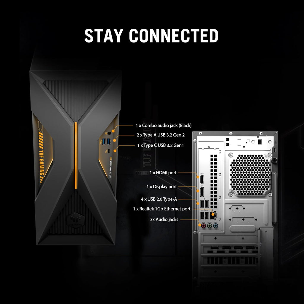 ASUS TUF T500 (2025) Gaming Desktop PC, Intel® Core™ i5-13420H Processor, NVIDIA® GeForce RTX™ 5060Ti, 1TB M.2 NVMe™ PCIe® 4 SSD, 16GB DDR5 RAM, Windows 11 Home, T500MV-MS564Ti