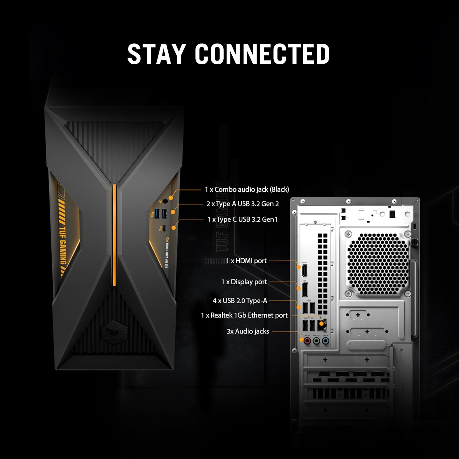 ASUS TUF T500 (2025) Gaming Desktop PC, Intel® Core™ i5-13420H Processor, NVIDIA® GeForce RTX™ 5060Ti, 1TB M.2 NVMe™ PCIe® 4 SSD, 16GB DDR5 RAM, Windows 11 Home, T500MV-MS564Ti