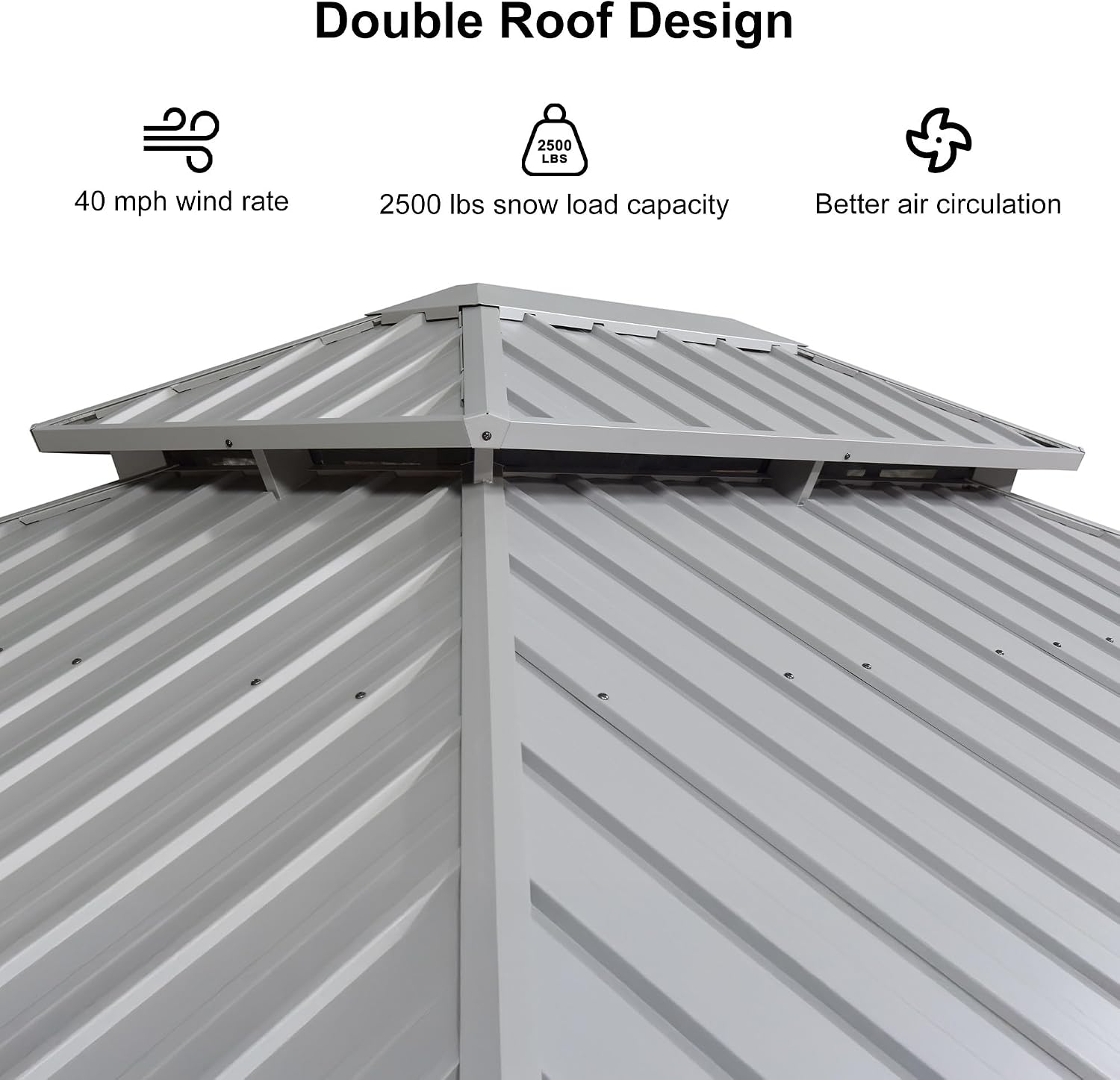 PURPLE LEAF 11' x 13' Hardtop Aluminum Gazebo with Double Metal Roof Heavy Duty All Weather Permanent Gazebo for Pool Patio Deck Lawn Garden All Weather Outdoor Pavilion Gazebos, Light Grey