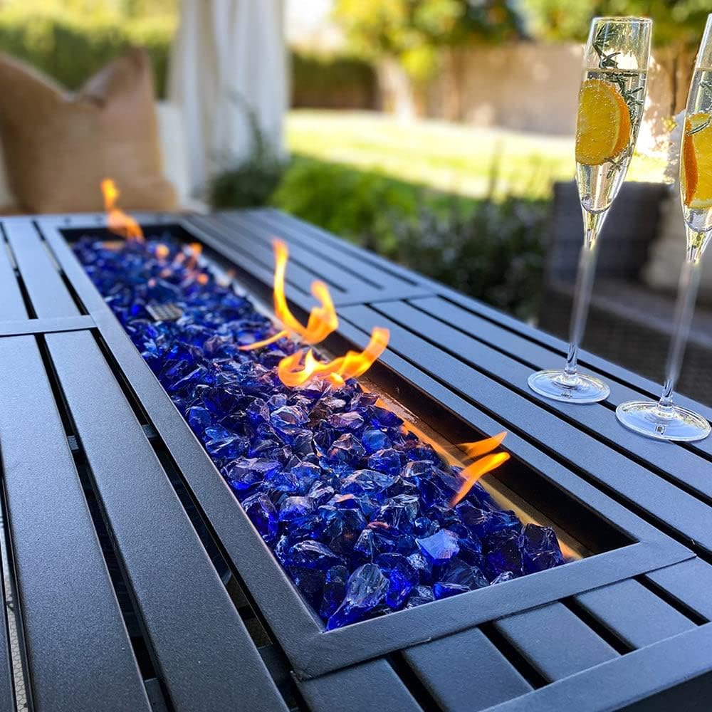 Sophia & William Patio Furniture Sets with 45' Gas Fire Pit Table Outdoor Metal Conversation Sets for 5, 2 x Swivel Cushioned Patio Sofa Chairs, 1 x 3-Seat Sofa 4 Pieces for Lawn Backyard Beige