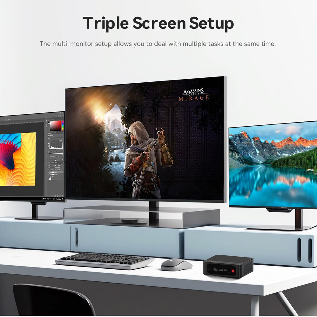 Beelink SER5 MAX Mini PC, AMD Ryzen 7 7735HS(6nm, 8C/16T) up to 4.75GHz, Mini Computer 24GB LPDDR5 RAM 1TB NVME SSD, Micro PC 4K@60Hz Triple Display, Mini Gaming Computer WiFi6/BT5.2/HTPC/W-11 Pro