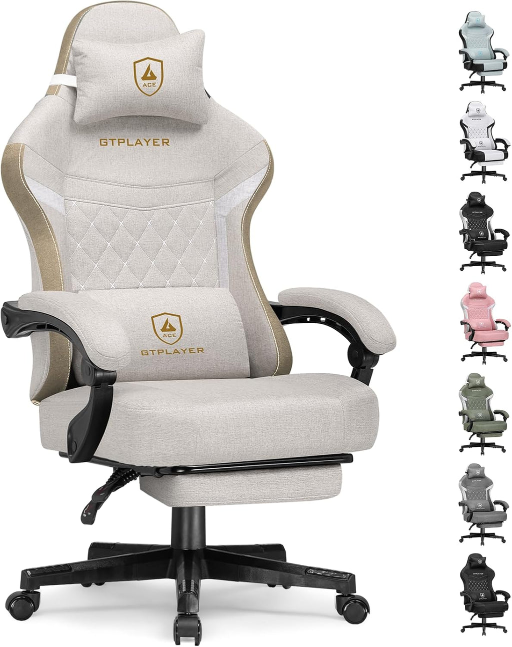GTPLAYER Gaming Chair, Fabric Computer Office Chair with Pocket Spring Cushion, Ergonomic Office and Gaming, Video Gaming Chair with Linkage Armrests, High Back Desk Chair with Adjustable Recliner