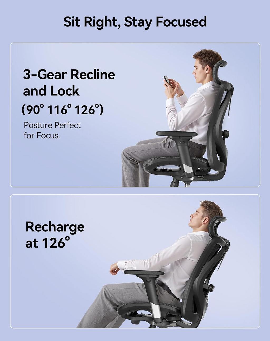 SIHOO M57 Ergonomic Mesh Office Chair, High Back Home Desk Chair with 3D Armrests, Lumbar Support and Adjustable Headrest, Comfortable Computer Chair, Big & Tall Office Chair Hold 330 LBS-Black