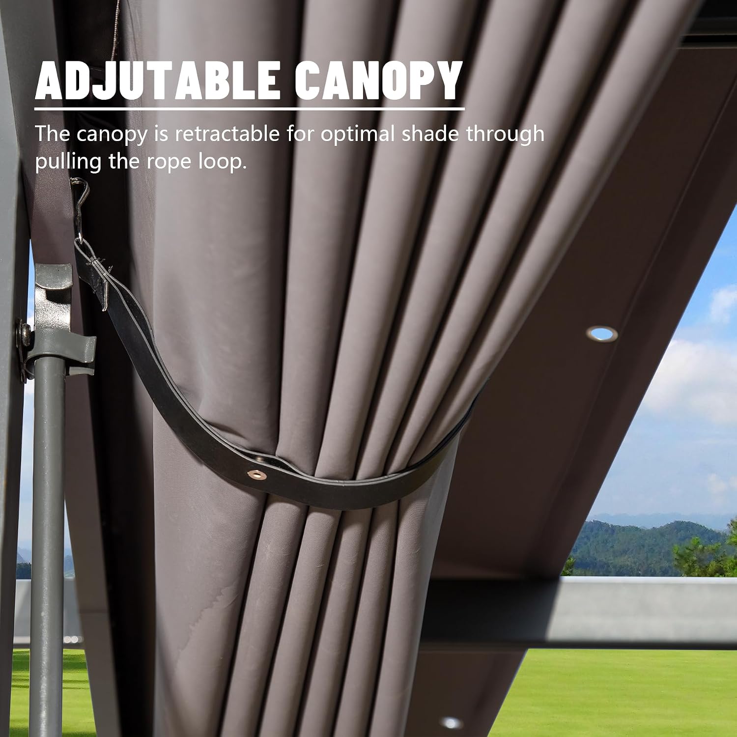 Domi Outdoor Retractable Pergola 11' x 16',Heavy-Duty Aluminum Shelter with Double Sun Shade Pavilion Large Grill Canopy for Gardens,Backyard and Decks,Dark Grey