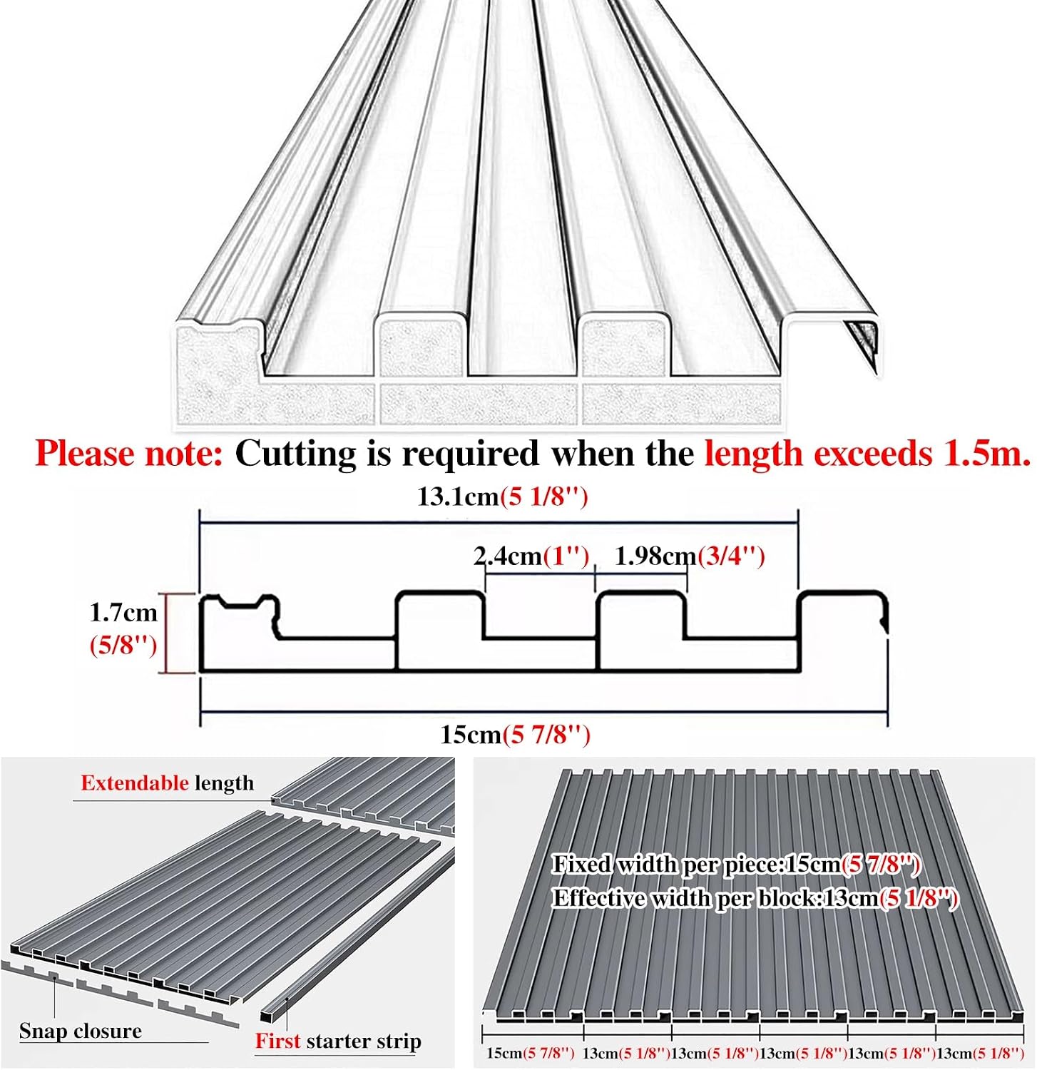 Heavy Duty Ceiling Insulated Panels, Metal Roofing Panels for Chicken Coop Gazebo and Mobile Homes, Corrugated Awning Covers with Polycarbonate Fill(Gray,L 1m(3.2ft))