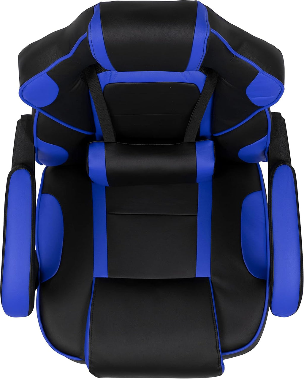 EMMA + OLIVER Black/Blue Ergonomic Gaming Chair -Recline Back/Arms, Footrest, Massaging Lumbar