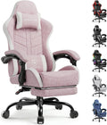 GTPLAYER Gaming Chair with Footrest, Computer Gaming Chair for Adults and Kids, Height Adjustable Gamer Chair with 90-155° Recline & Removable Headrest Lumbar Support,Linen Fabric Pink