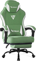 Vonesse Gaming Chair, Computer Chair Fabric with Pocket Spring Cushion, Office Chair with Footrest and Massage Lumbar Support, Reclining Gaming Chairs for Adults 250LBS (Green)