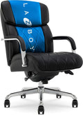 La-Z-Boy Symphony Executive Mid-Back Office Chair, Diamond Quilt Seat and Back, Pocket Coil Cushion, Padded Armrests, Ergonomic Computer DeskChair, Swivel Metal Base, Bonded Leather, Black/Chrome