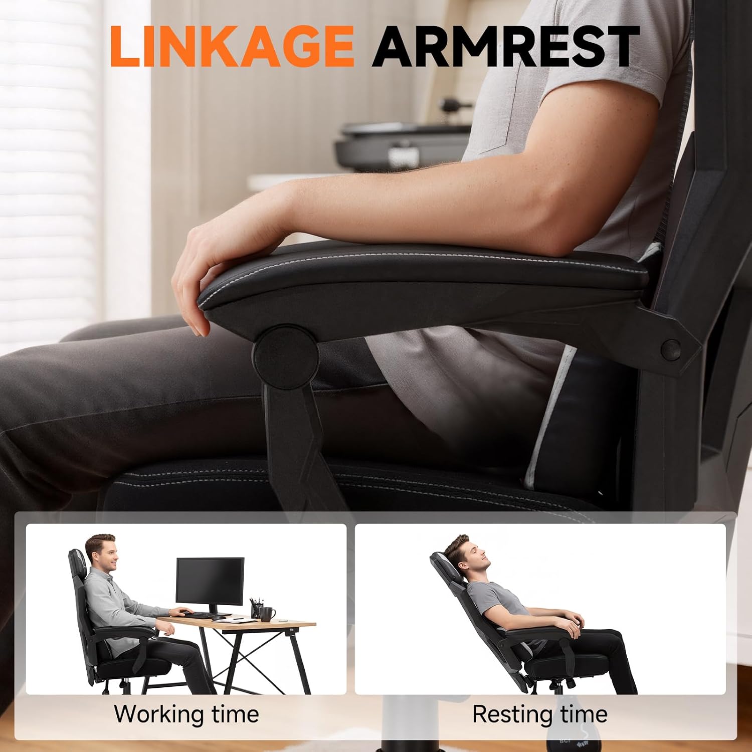 GTPLAYER Computer Chair with Adjustable Footrest, Ergonomic Gaming Chair with Headrest and Lumbar Support, Breathable Mesh Office Chair for Adults, High Back Reclining Desk Chair for Gaming and Office