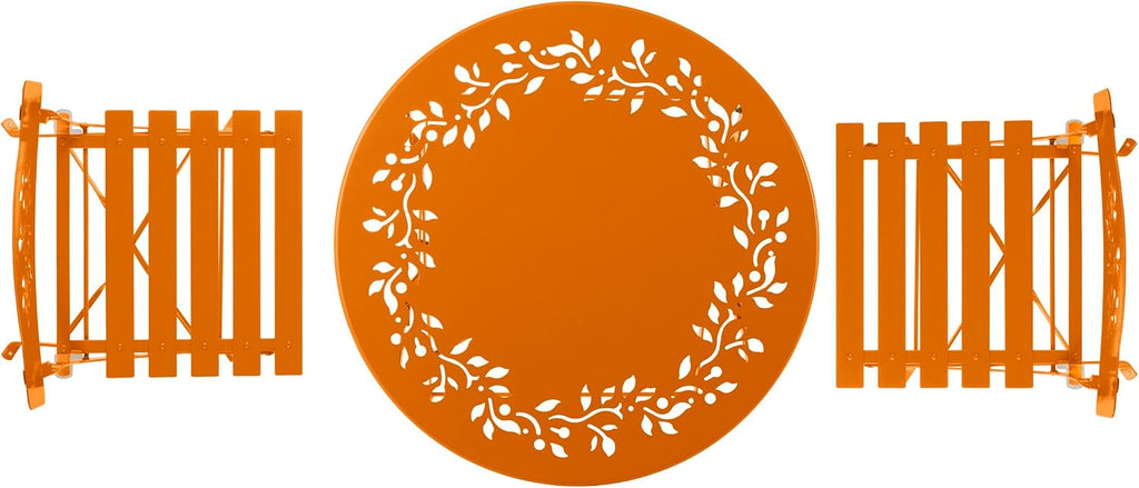 Alpine Corporation Indoor/Outdoor 3-Piece Bistro Set Folding Table and Chairs Patio Seating, Orange