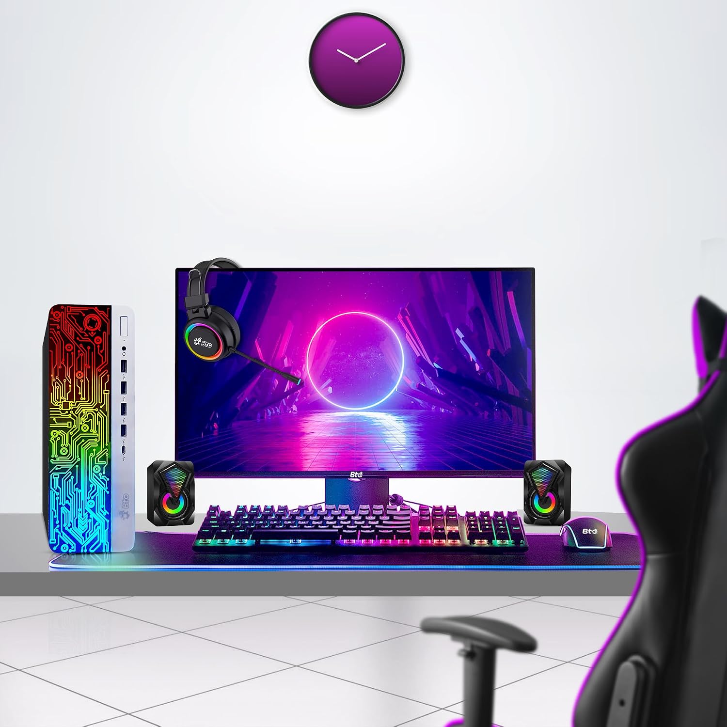 BTO RGB Gaming Desktop PC Bundle - Intel Core i5 6th Gen, 16GB DDR4 Ram, 1TB SSD, NVIDIA GeForce GTX 1050 Ti 4GB, New 24-inch Monitor - Prebuilt Gaming Computer, RGB Set - Windows 11 Pro (Renewed)