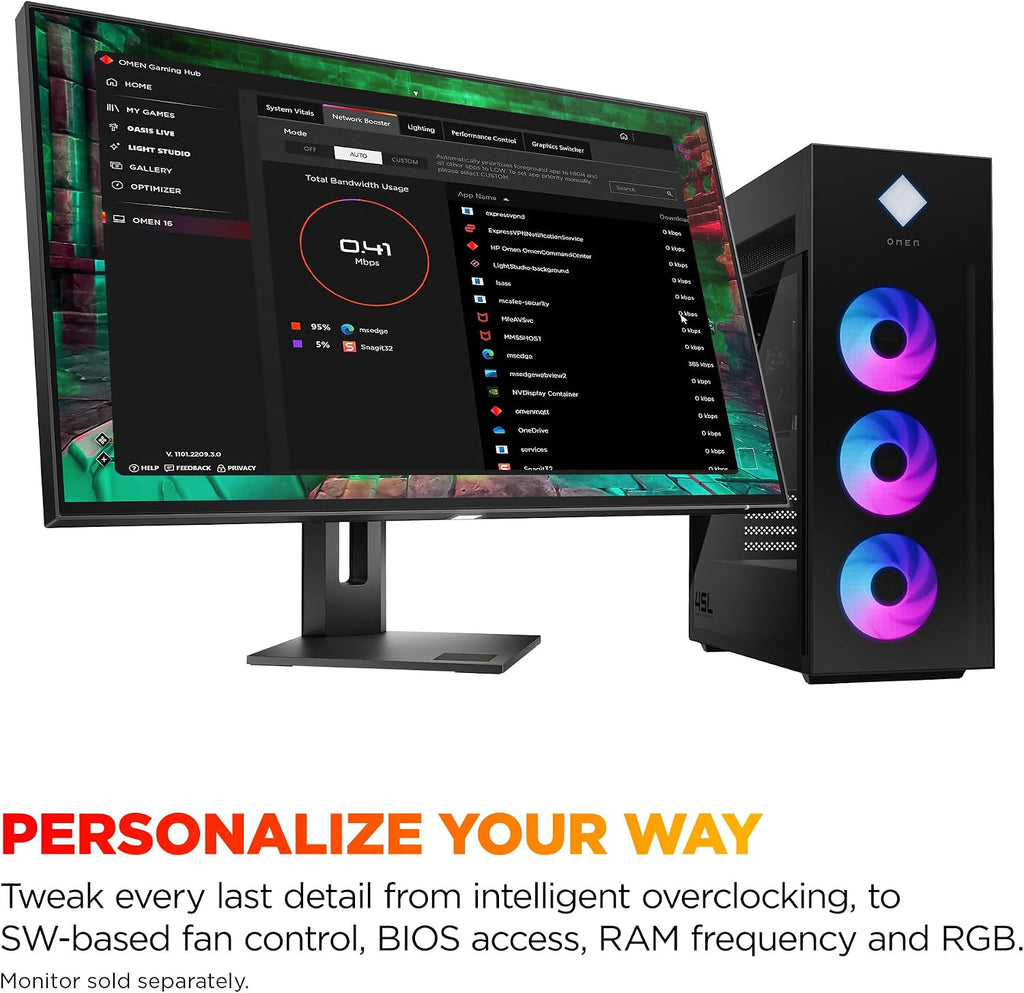 HP OMEN 45L Gaming Desktop, Intel Core Ultra 7 265K, 32 GB RAM, 2TB SSD, NVIDIA GeForce RTX 5080, Windows 11 Pro, Microsoft Copilot, Tempered Glass, GT22-3080 (2025)