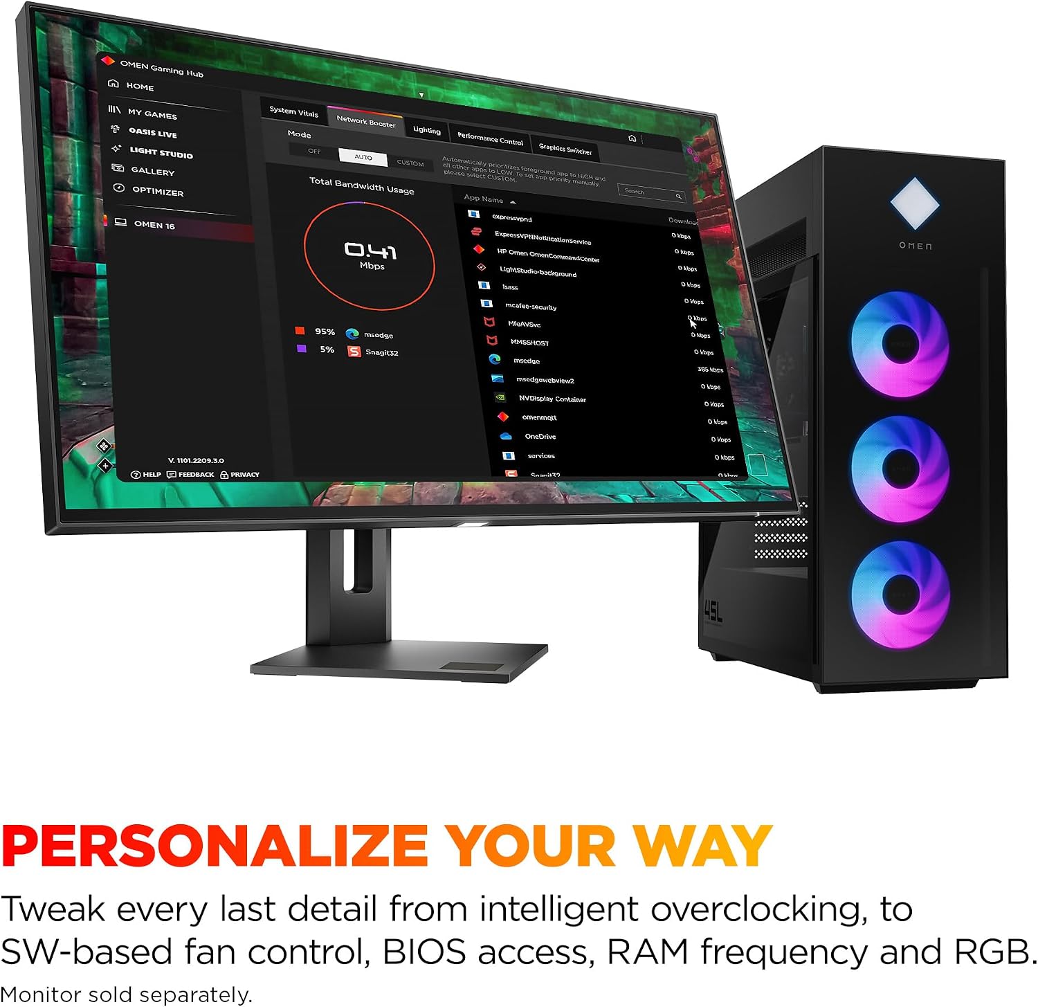 HP OMEN 45L Gaming Desktop, Intel Core Ultra 7 265K, 32 GB RAM, 2TB SSD, NVIDIA GeForce RTX 5080, Windows 11 Pro, Microsoft Copilot, Tempered Glass, GT22-3080 (2025)
