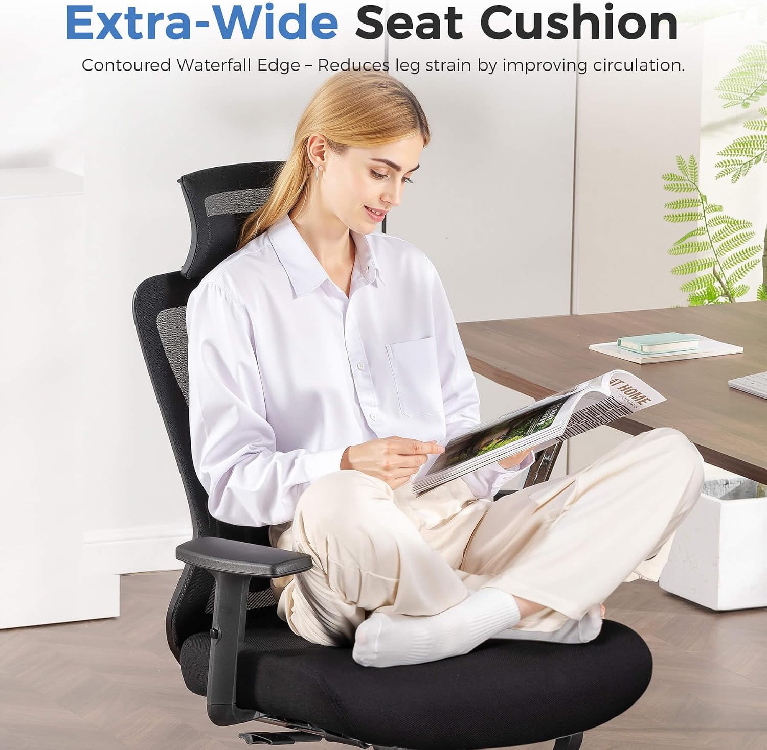 COMHOMA Office Chair Ergonomic Big and Tall Gaming Chair 350 LBS with 3D Adaptive Lumbar Support & Headrest, High Back Swivel Mesh Desk Chair Comfy for for Long Hours Work, ErgoFlex-P26, Black