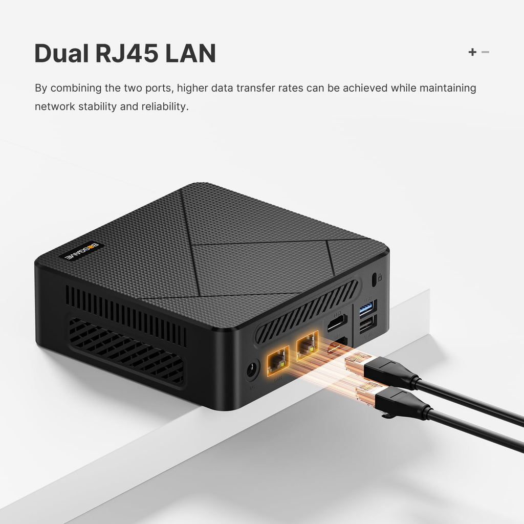 BOSGAME E4 Mini PC, AMD Ryzen 5 3550H (Up to 3.7GHz), 16GB DDR4 1TB NVMe SSD, Small Form Factor Desktop Computer Support Triple Display 4K@60Hz, Dual Gigabit Ethernet for Business, Office, Home