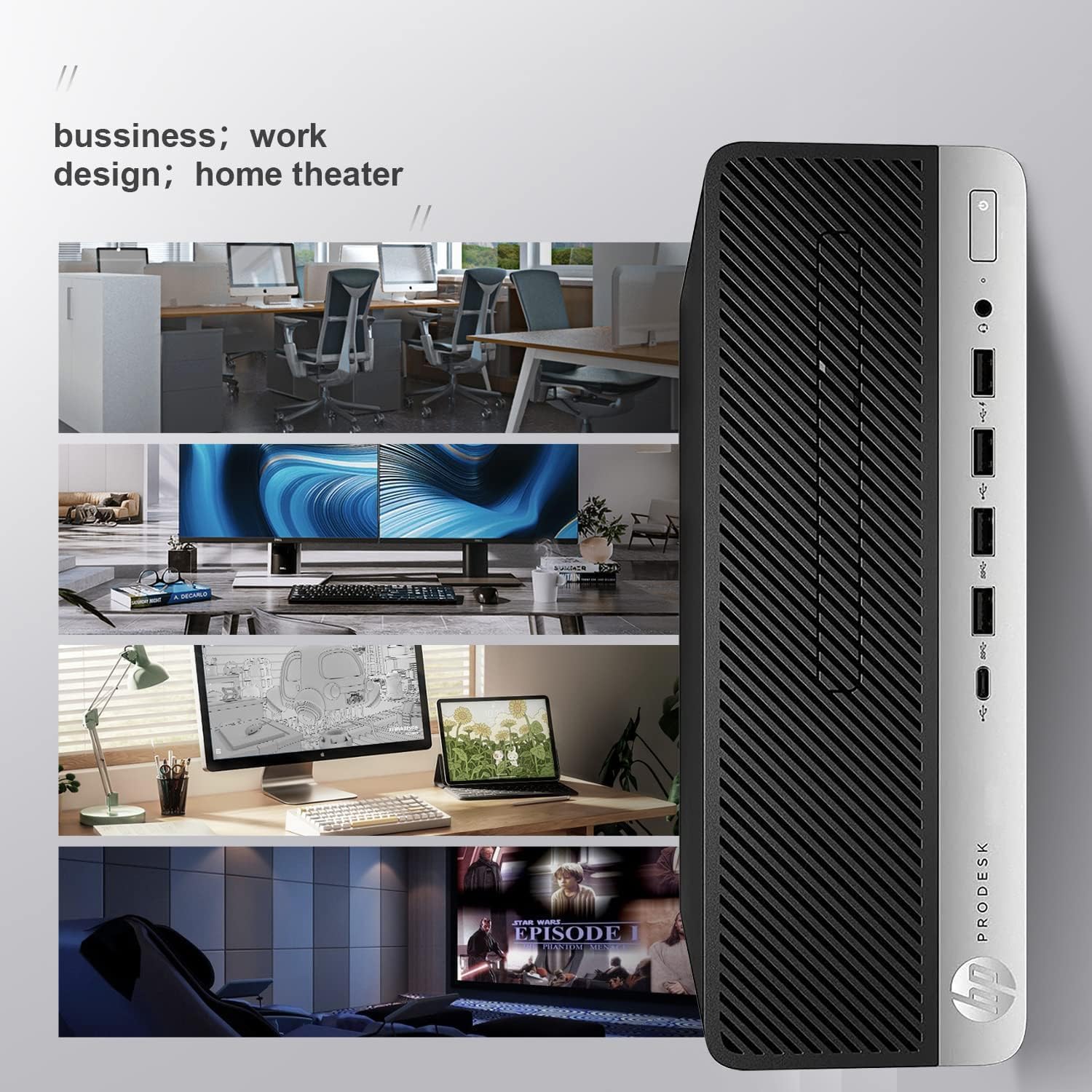 HP ProDesk 600 G3 SFF Desktop Computer with 21.5' FHD Monitor, Intel Quad Core i5-6500, 16GB DDR4, 256GB SSD, DisplayPort, Keyboard & Mouse, WiFi, BT, Windows 11 Pro (Renewed), Black