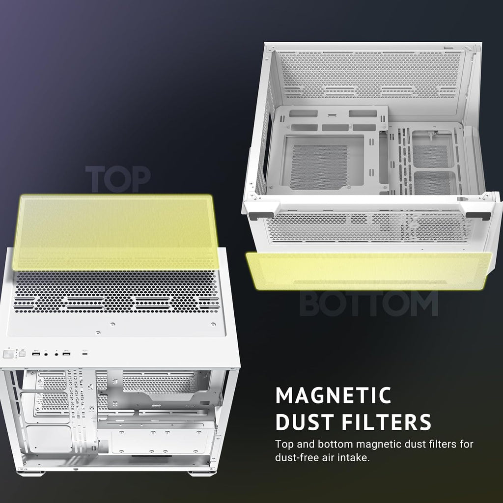 Antec C5 ARGB White, Mid-Tower ATX PC Case, Seamless Tempered Glass Front & Side Panels, 7×120mm ARGB PWM Fans Included, Supports Up to 10 Fans, 360mm Radiator Support, Type-C 3.2 Gen 2