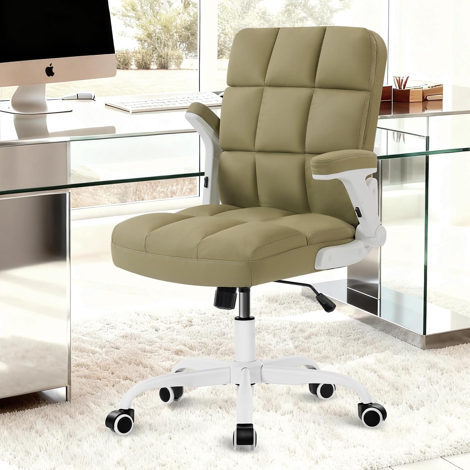 SEATZONE Home Office Chair Ergonomic Desk Executive Chair Computer Task Chair, Rolling Swivel Chair with Arms,Green
