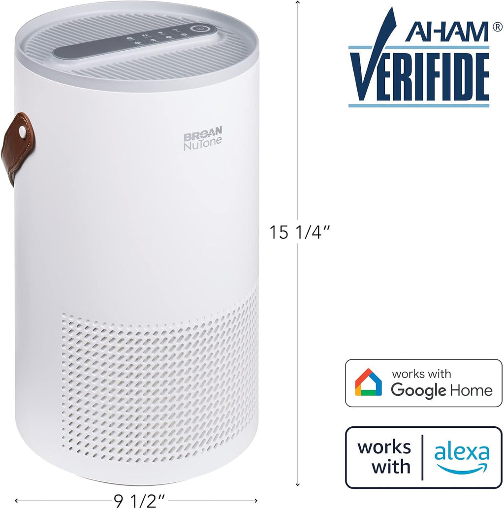 Broan-NuTone BNAP-100 Air Purifier with Verified Zero Ozone and Auto Particulate Sensing to Detect and Remove Pollutants, True HEPA