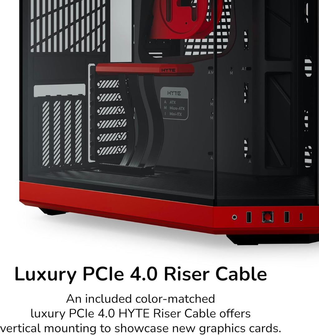Hyte Y70 Upgraded Modern Aesthetic Dual Chamber Panoramic Tempered Glass Mid-Tower ATX Computer Gaming Case with PCIE 4.0 Riser Cable Included, Red (CS-HYTE-Y70-BR)