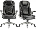 COLAMY High Back Executive Office Chairs,Ergonomic PU Leather Desk Chairs with Flip-Up Armrests, Adjustable Height, Lumbar Support,Comfortable Computer Chairs for Home Office,Set of 2