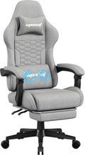 Opiesit Gaming Chair,Computer Chair with Pocket Spring Cushion,Ergonomic Office Chair with Footrest,Height Adjustable Video Gamer Chair with Lumbar Support for Adults (with Massage, Light Gray)
