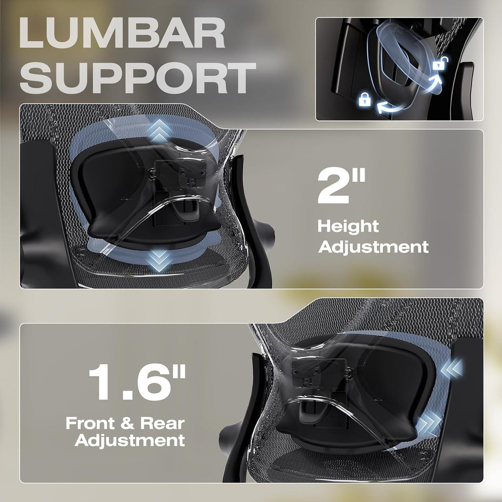 ELABEST X100 Ergonomic Mesh Office Chair, Big and Tall Hone Desk Chair with 5D Flip-Up Arms, Adjustable 3D Lumbar Support,Gaming & Executive Computer Chairs for Long Hours, Padded Seat