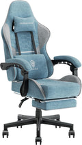Dowinx Gaming Chair with Pocket Spring Cushion, Computer Office Game Chair, Linkage Armrests and Footrest, High Back Ergonomic Computer Chair with Lumbar Support Task Chair with Footrest(Blue)