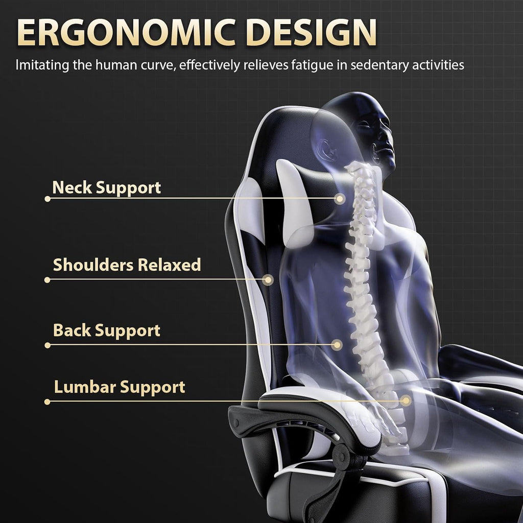 Gaming Chair, Computer Chair with Footrest and Lumbar Support, Ergonomic Video Game Chair with Headrest, Height Adjustable Gamer Chair Office Desk Chair