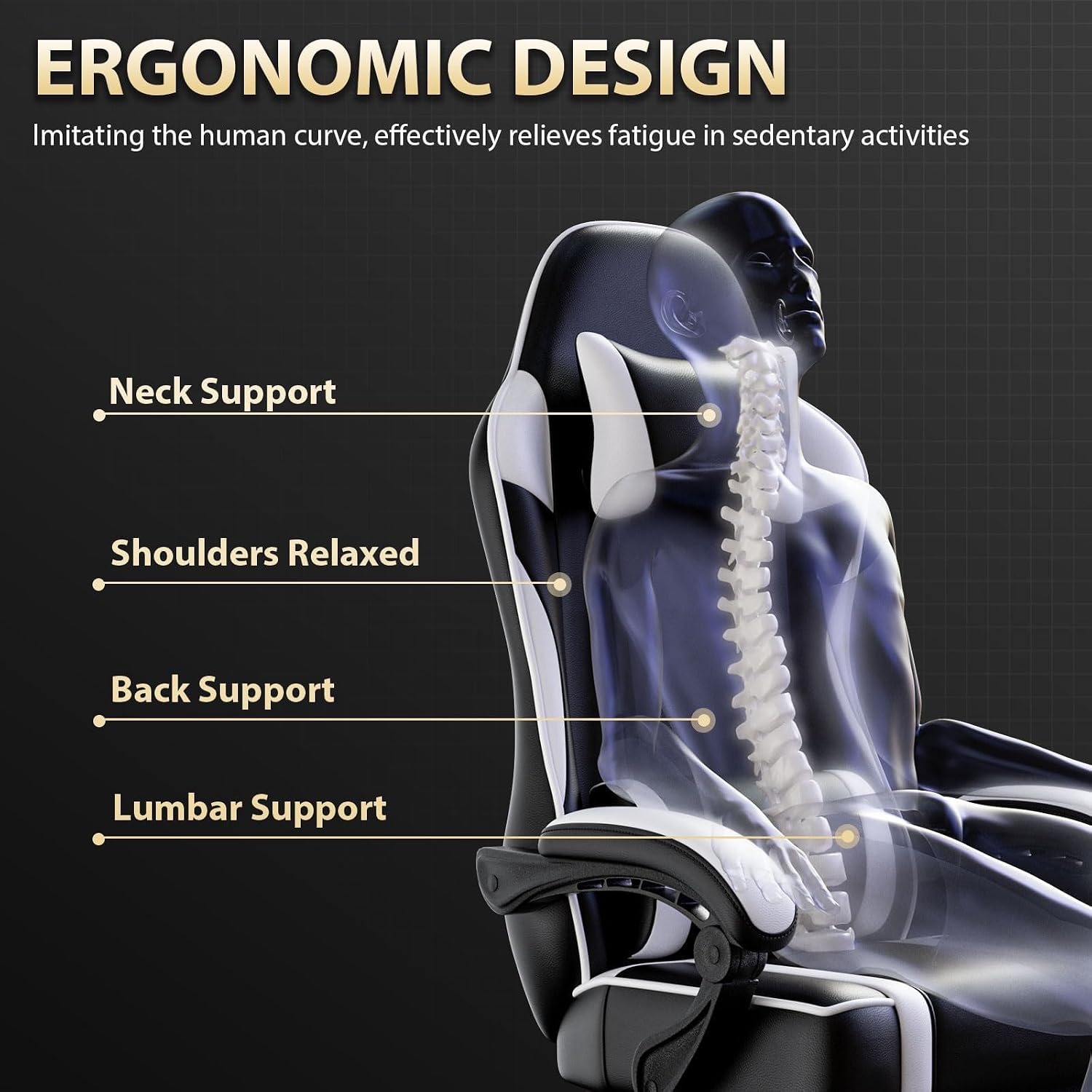 Gaming Chair, Computer Chair with Footrest and Lumbar Support, Ergonomic Video Game Chair with Headrest, Height Adjustable Gamer Chair Office Desk Chair