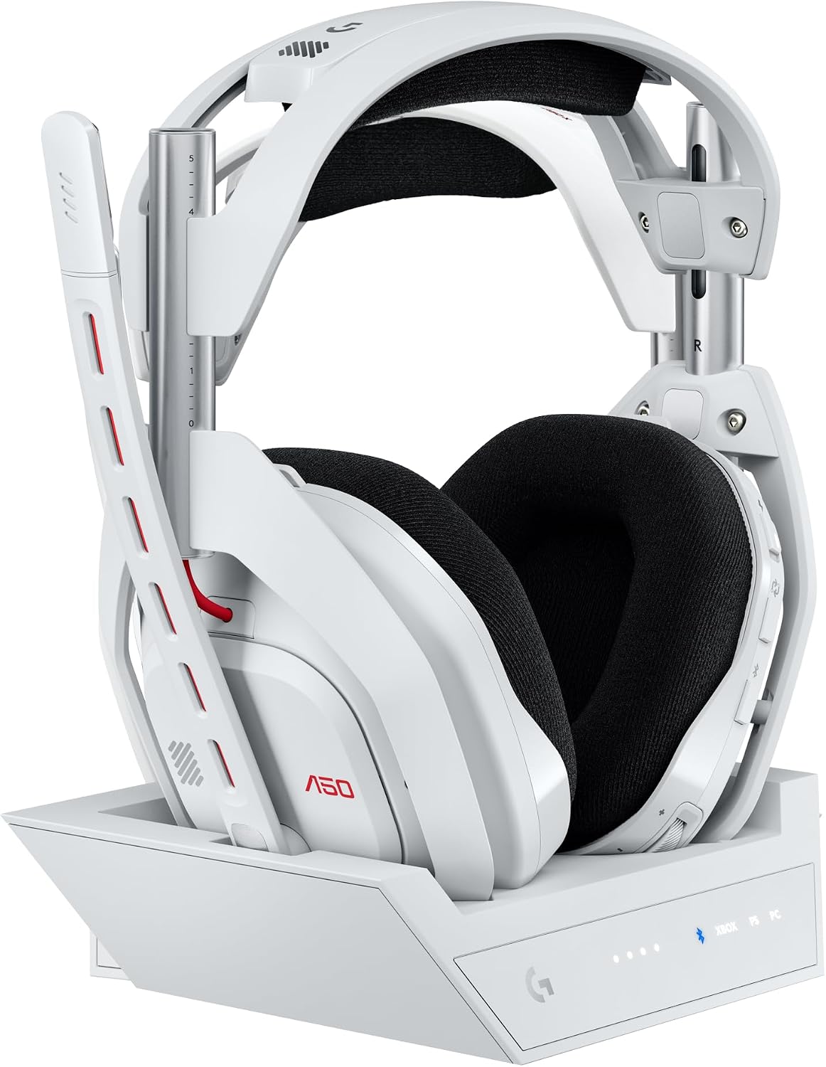 Logitech G Astro A50 Multi-Platform Wireless Gaming Headset + Base Station for PS5/Xbox/PC: PLAYSYNC Audio Switcher, <16bit/48kHz (Console), <24bit/48kHz (PC), 24hr Battery, 2.4GHz & BT - White