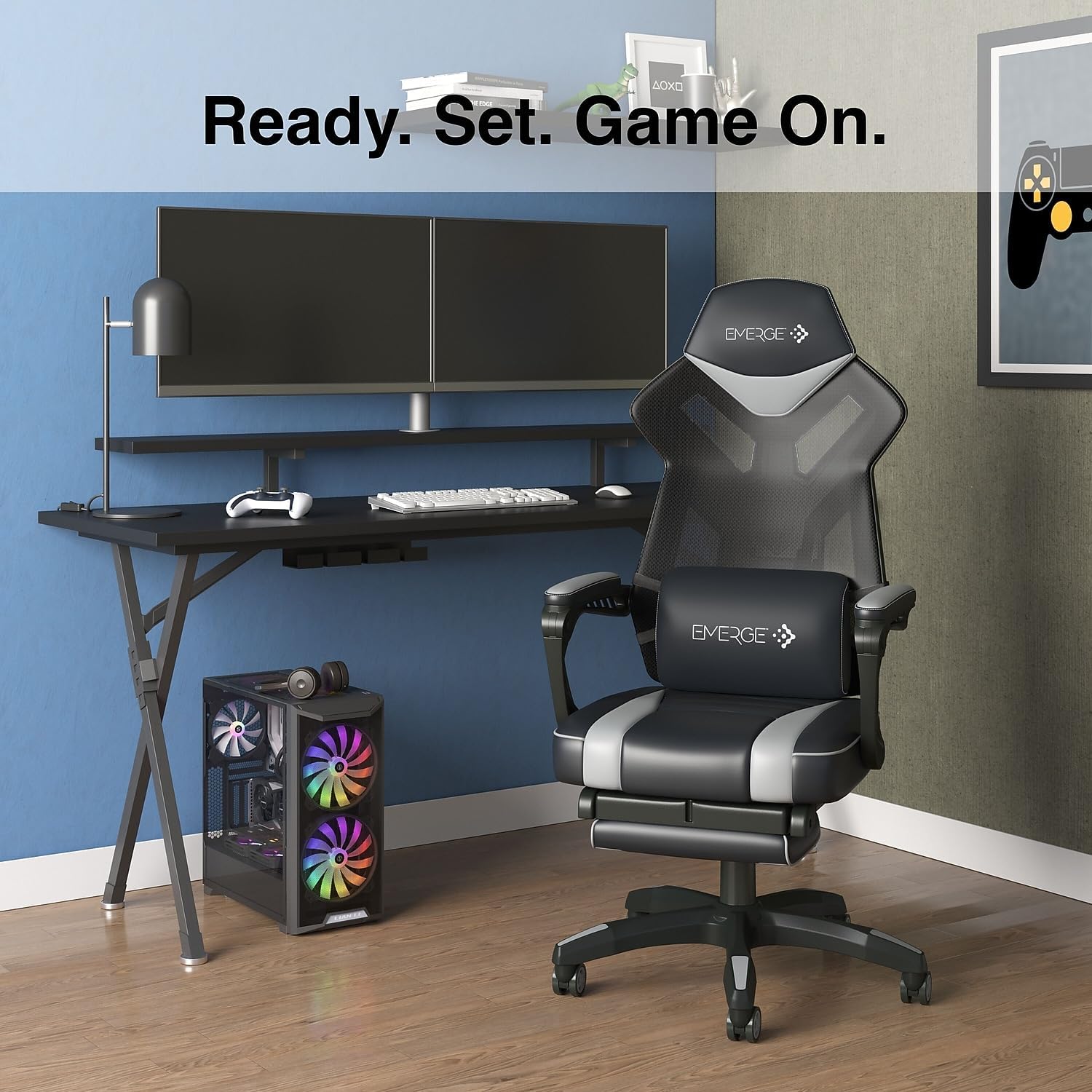 Staples Emerge Vomax Gaming Chair, Ergonomic, Adjustable Height, Swivel, Black