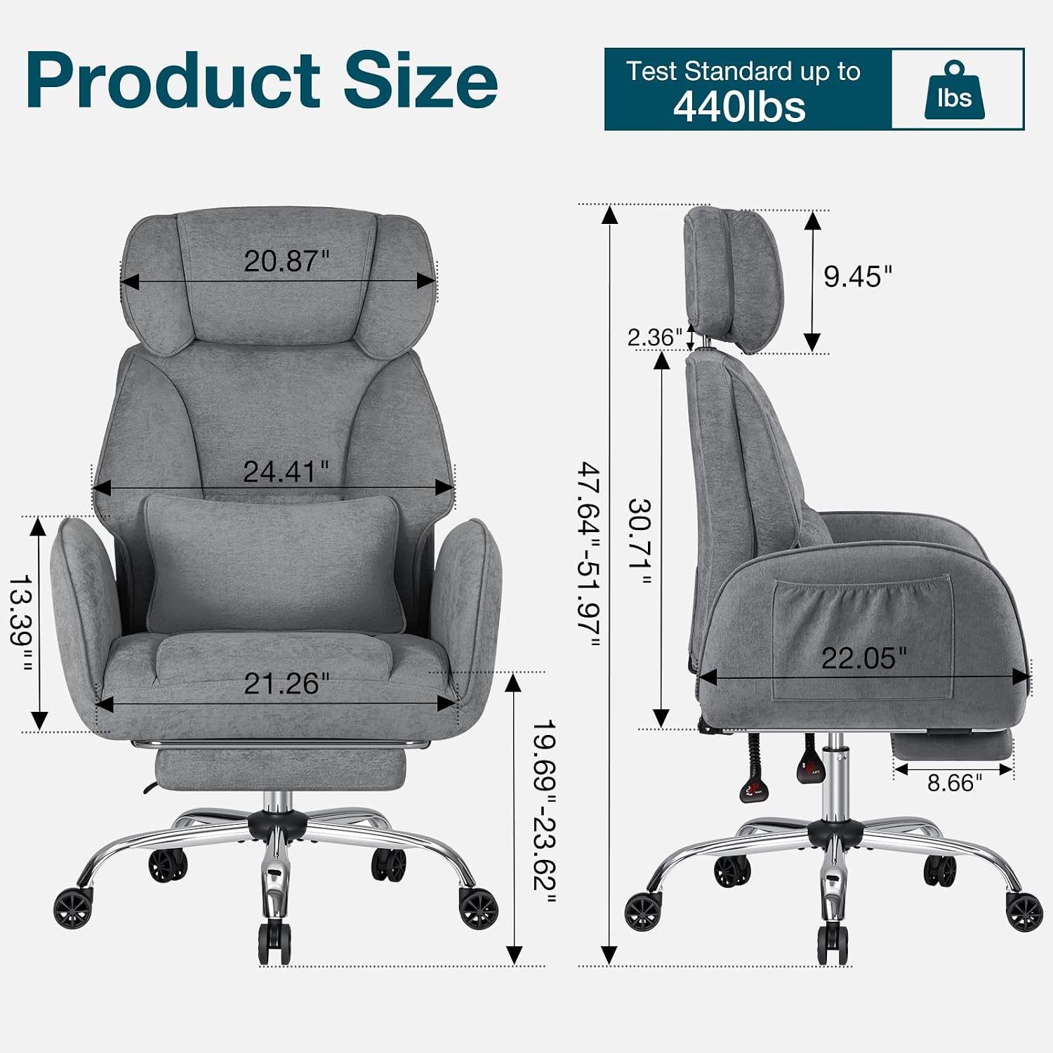 HOFFREE Criss Cross Chair with Wheels Ergonomic Office Chair with Reversible Armrest Wide Seat Comfy Desk Chair with Foot Rest for Gaming,Reading,Working(Grey)