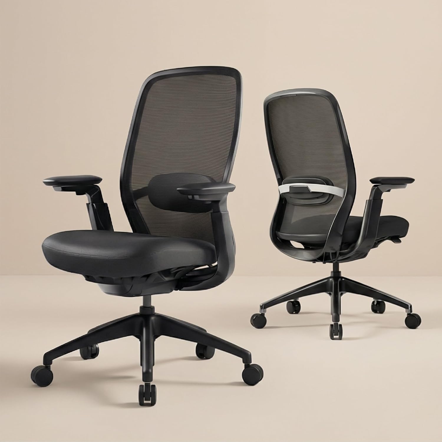 COLAMY Office Chair for Long Hours, Easy Wire-Control Desk Chair with Sliding Seat Depth & Thick Padded Lumbar Support, Heavy Duty 300 LBS High Back Mesh Computer Chair for Home Workstation,Black