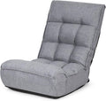 Giantex Floor Chairs for Adults with 4-Position Adjustable Back, 6-Position Adjustable Headrest, Side Pocket, No Assembly Required, Banana Chair, Folding Floor Gaming Chair, Grey