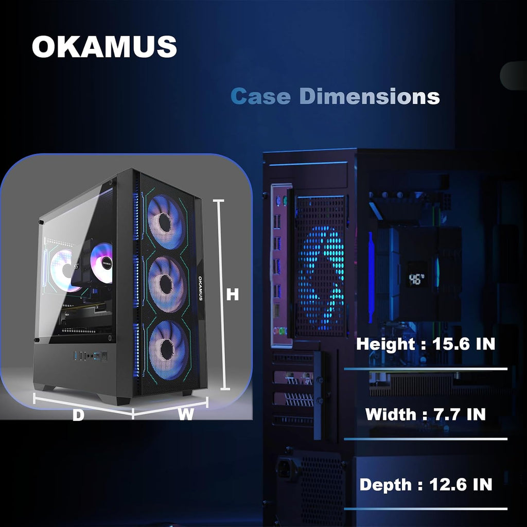 Gaming PC, i7 CPU, GTX 1660 Super 6GB DDR6 Graphics Card, 512 GB M.2, 16 GB RAM Pre-Built Computer, ARGB Fans x 4, Win 11 Home，WiFi 6 + BT 5.3, 550W PSU (GTX 1660S+512GB+16GB)