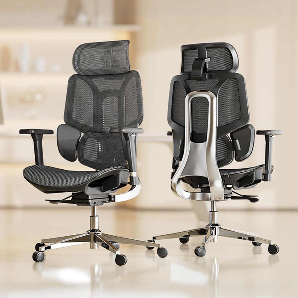 Hbada E3 Air Ergonomic Office Chair, Big and Tall Office Chair - with 3-Zone Dynamic Lumbar Support, 3D Adjustable Headrest, 3D Adjustable Armrests, Swivel Computer Chair, Black(No Footrest)