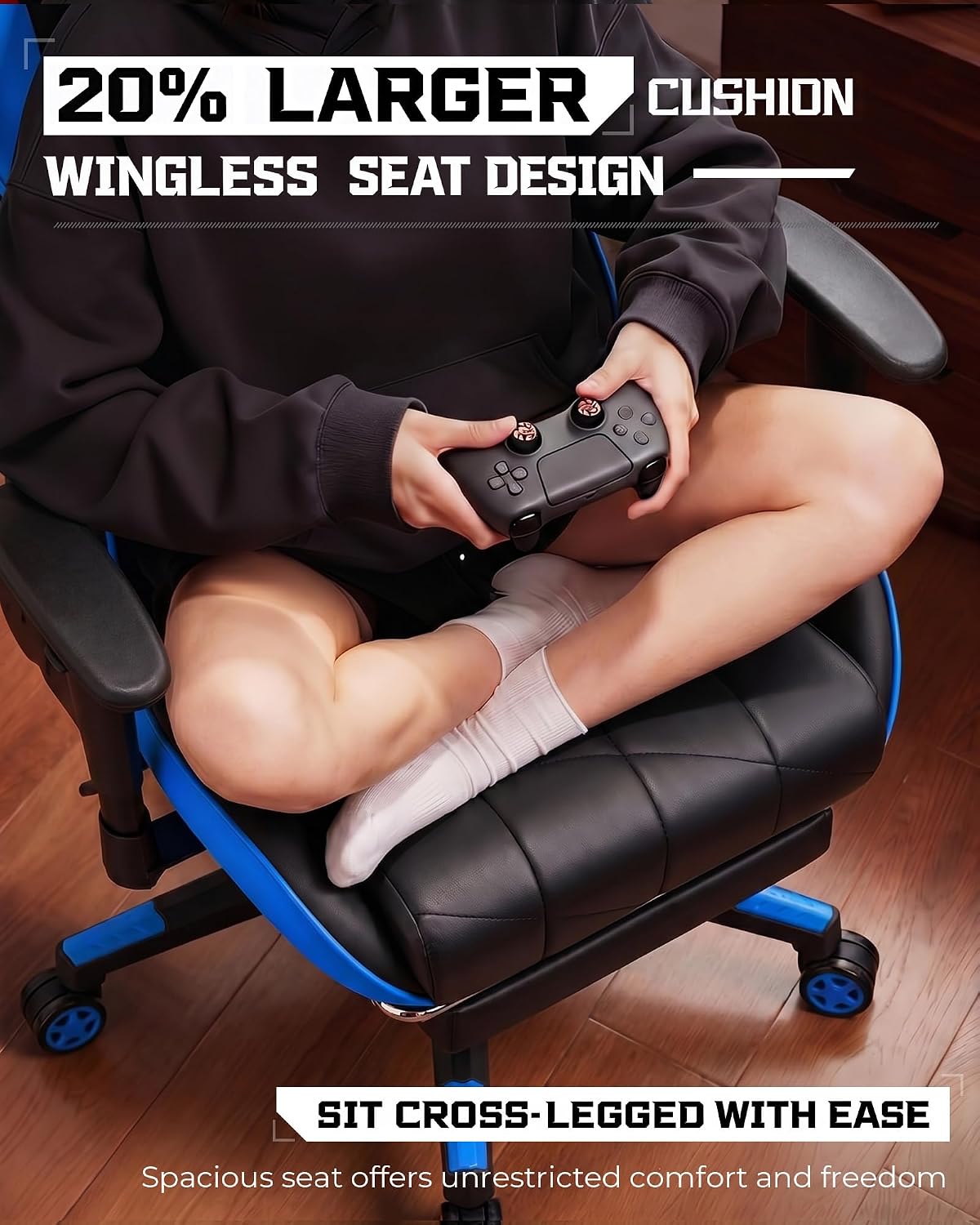 GTPLAYER Gaming Chair, Big and Tall Video Game Chair with High Back PU Leather, Home Office Ergonomic Computer Chair with Footrest, Adjustable Height, 360° Swivel Wheels for Adults and Teens