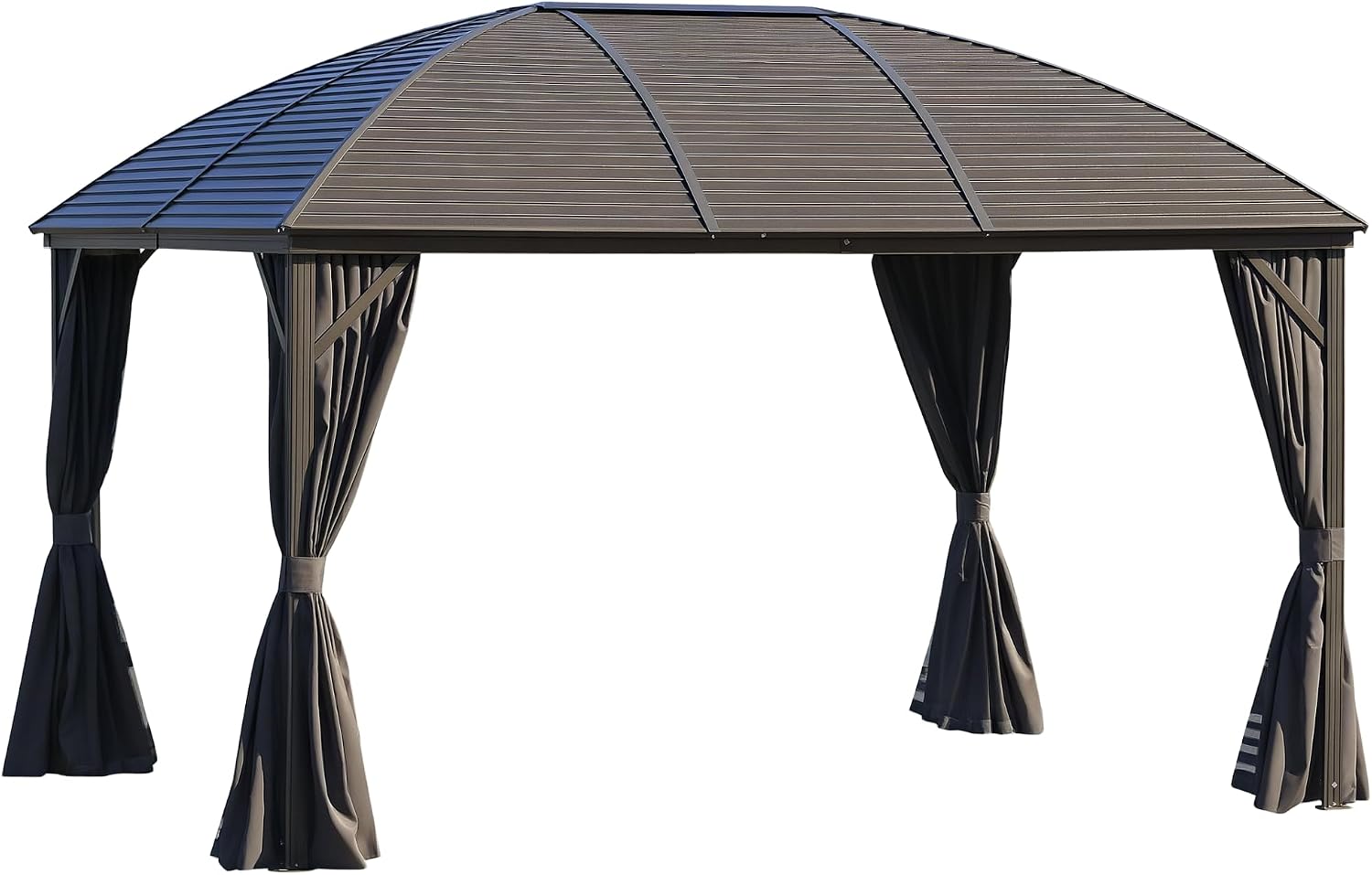 Outsunny 10' x 13' Hardtop Gazebo Canopy with Galvanized Steel Roof, Aluminum Outdoor Pavilion Gazebo with Top Hook, Netting, and Curtains for Patio, Garden, Backyard, Deck, Dark Gray