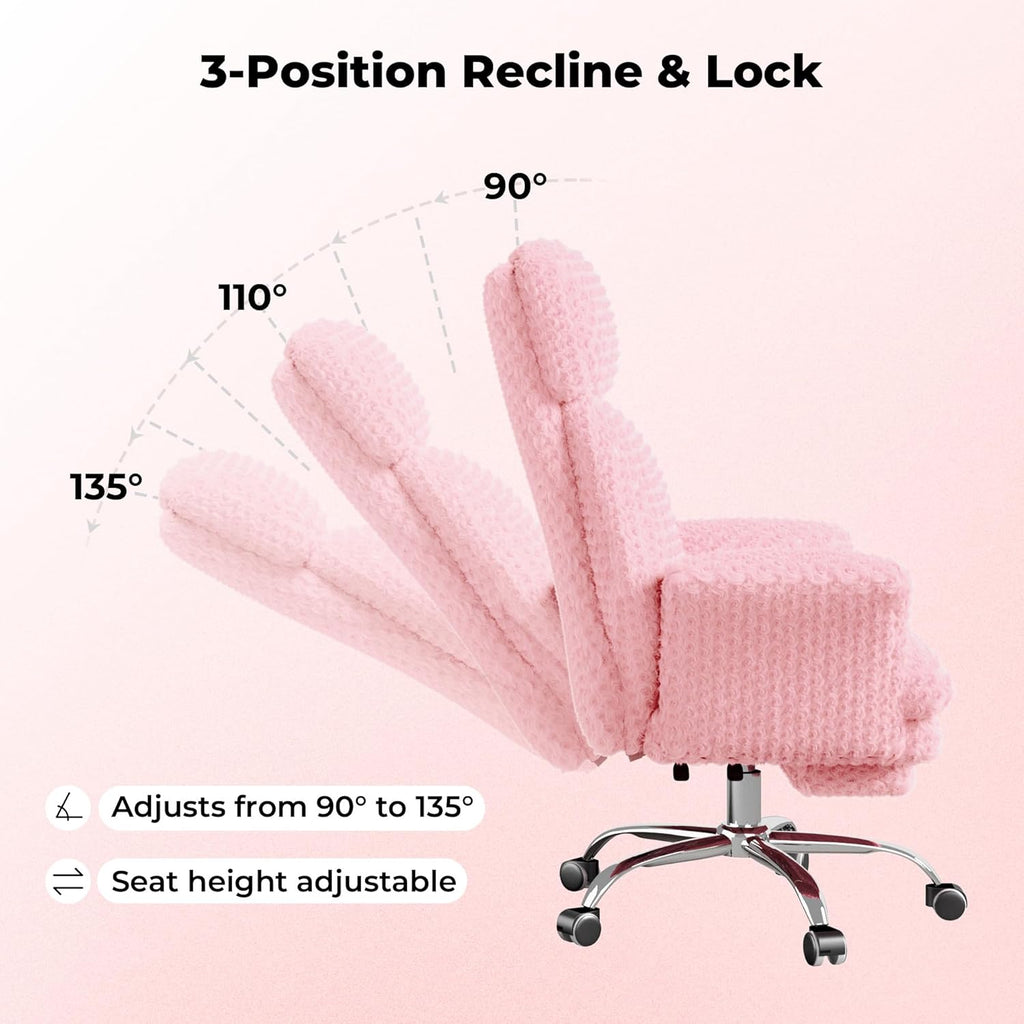 HOMRELEXA Big and Tall Office Chair, Flip Armrests for Pets & Cross Legged Sitting, Executive Ergonomic Computer Gaming Chair with Foot Rest, Rose Velvet Pink Wide Seat Reclining Desk Chair